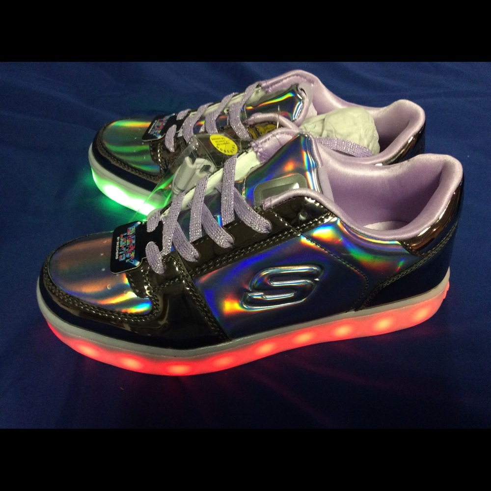 Skechers Energy Lights In  Metal Purple Youth 5